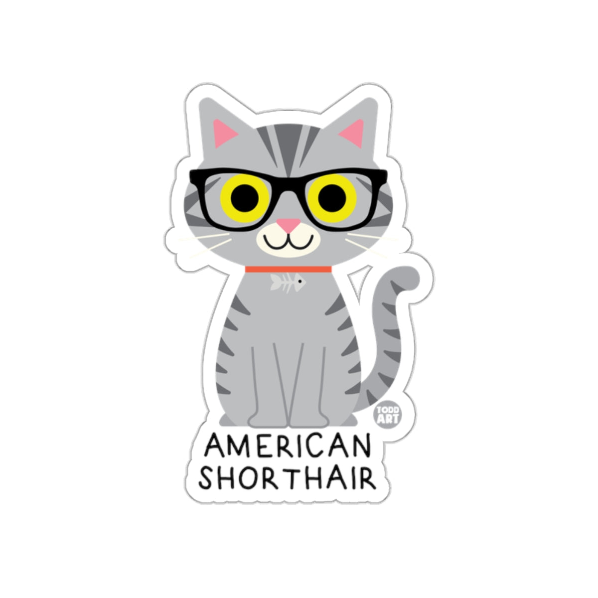 Cute American Shorthair Sticker with Glasses Design