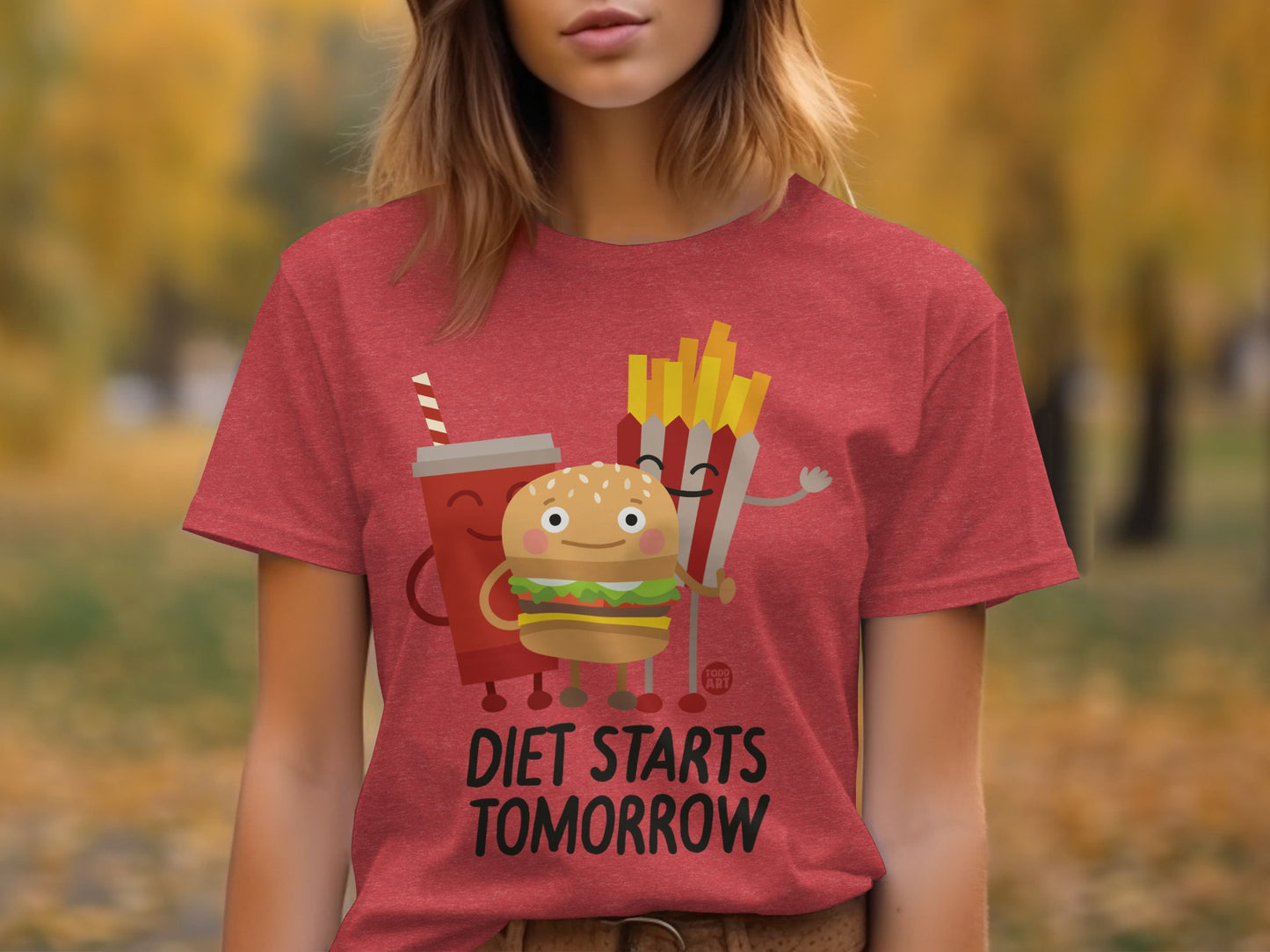 Diet Starts Tomorrow Funny Fast Food Graphic T-shirt