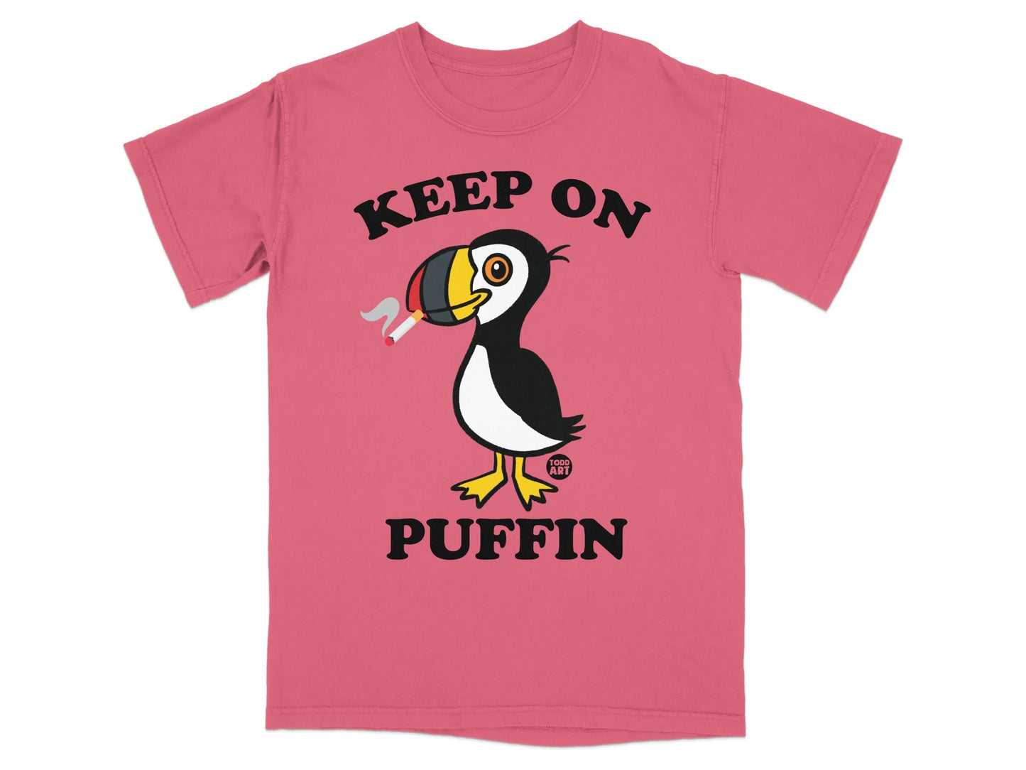 Keep On Puffin Pink Graphic Tee Retro Style Shirt