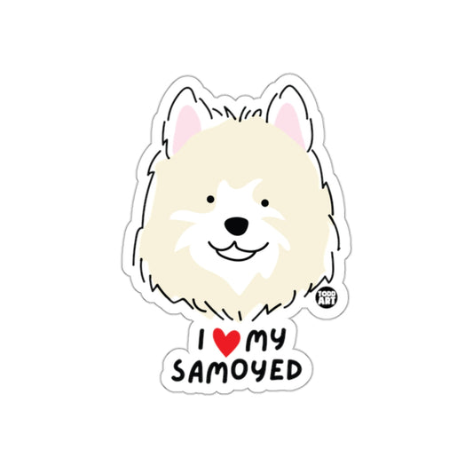 I Love My Samoyed Cute Cartoon Dog Sticker Product