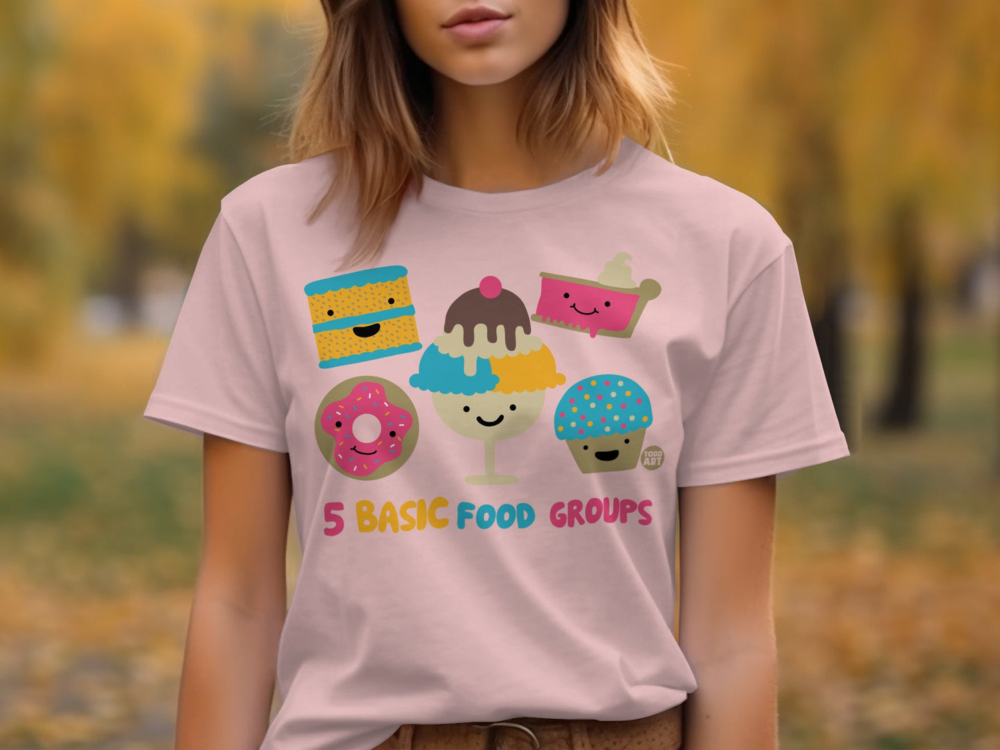 Cute 5 Basic Food Groups Ice Cream Donut Cake T-shirt