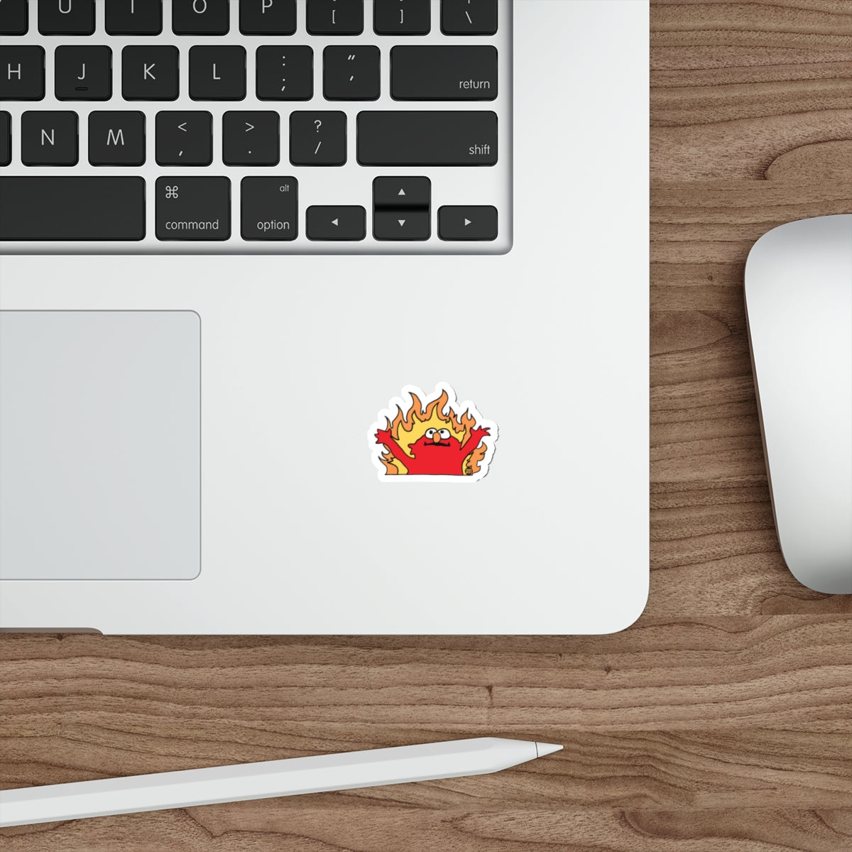Red Monster On Fire Cartoon Illustration Funny sticker