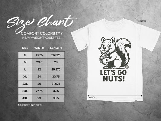 Let's Go Nuts Squirrel T-Shirts, Happy Acorn Graphic Tee, Funny Cartoon Animal Lover Gift, Vintage Distressed Style, Nature Forest Fall Top
