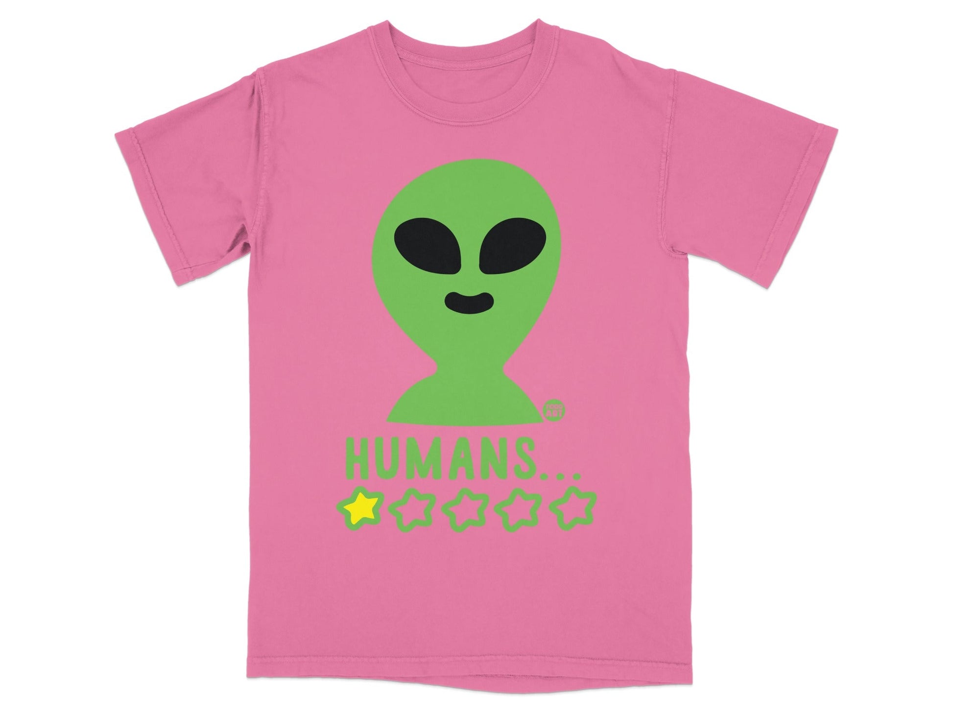 Alien Rating Humans Graphic Pink T-Shirt