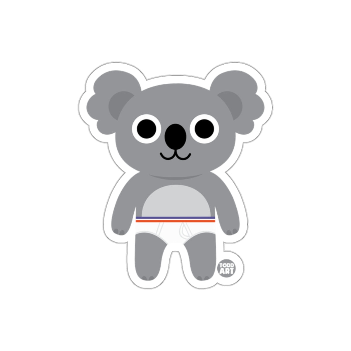 Cute Koala Bear in Underwear Sticker for Kids