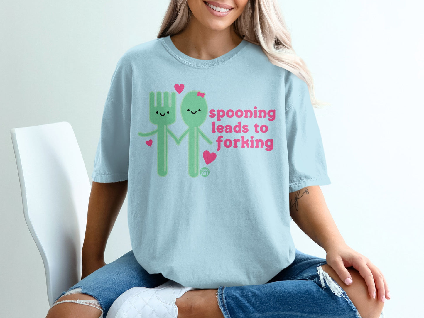 Cute Fork Spoon Couple Spooning Leads to Forking product type