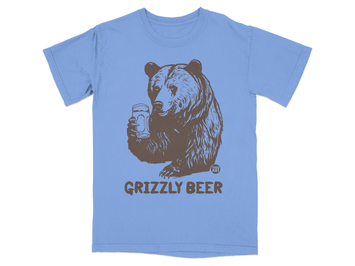 Grizzly Beer Bear with Beer Graphic T-Shirt