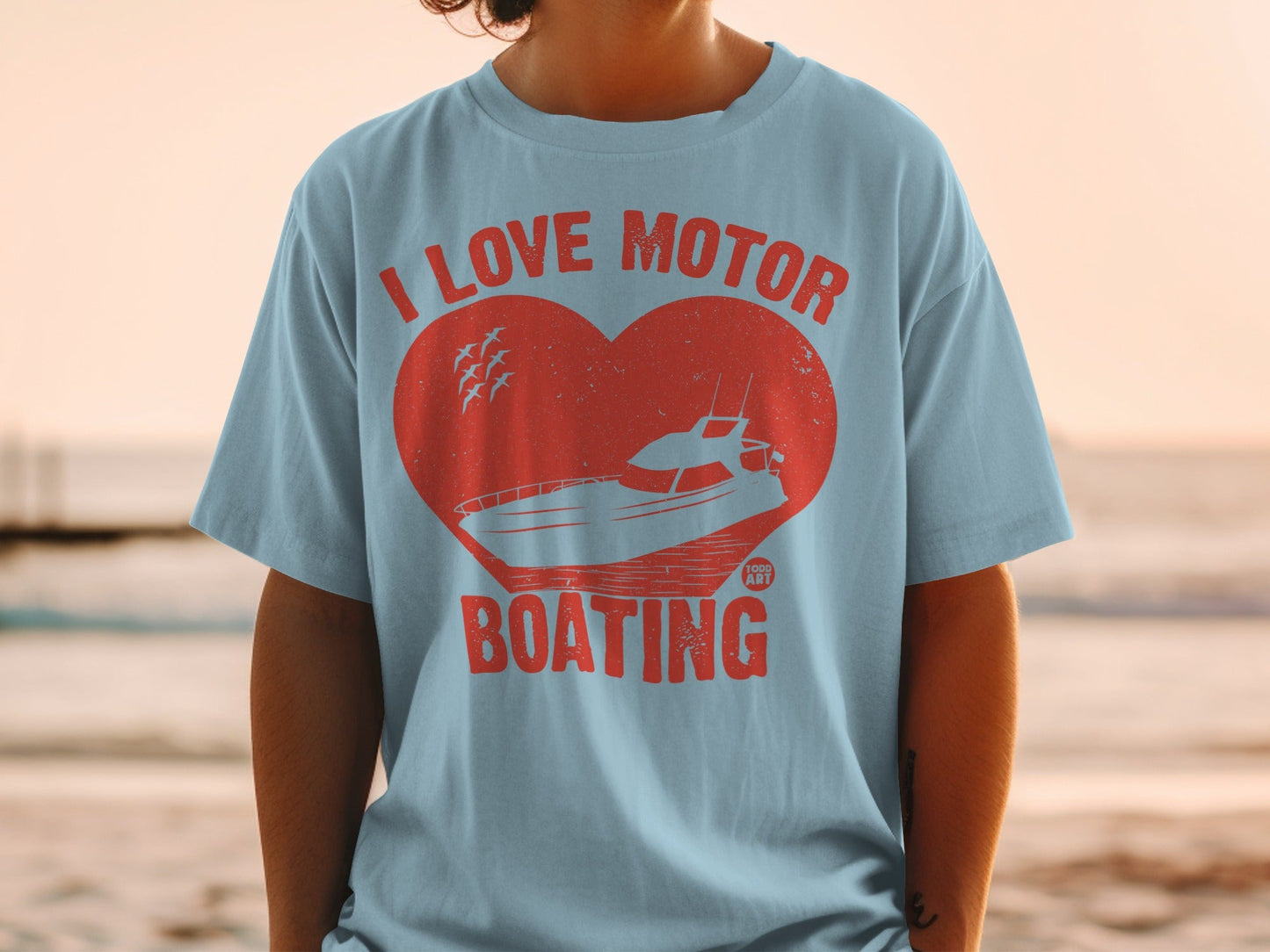 I Love Motor Boating Heart Design T-shirt Product