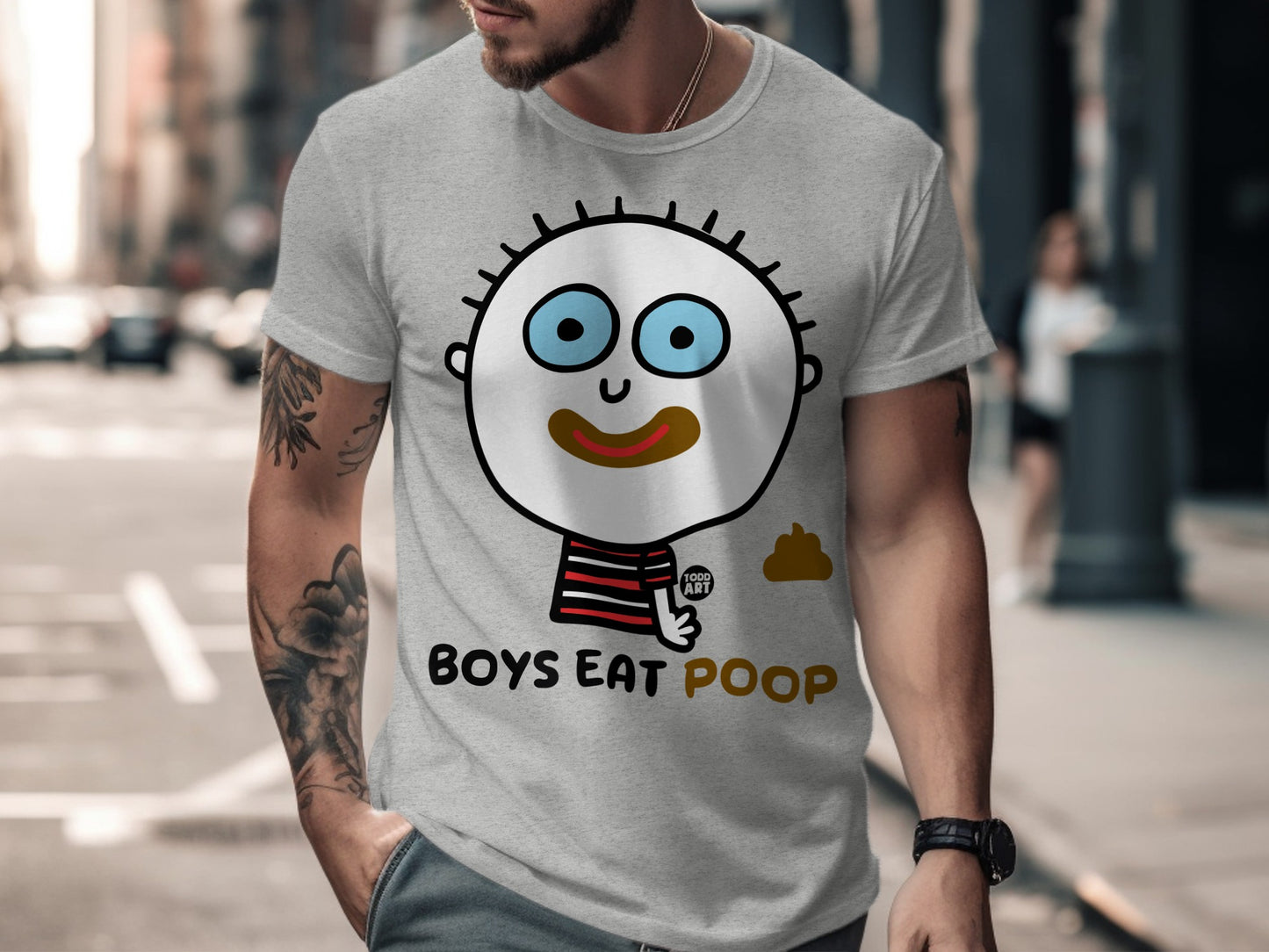Boys Eat Poop Graphic Tee Shirt with Fun Illustration