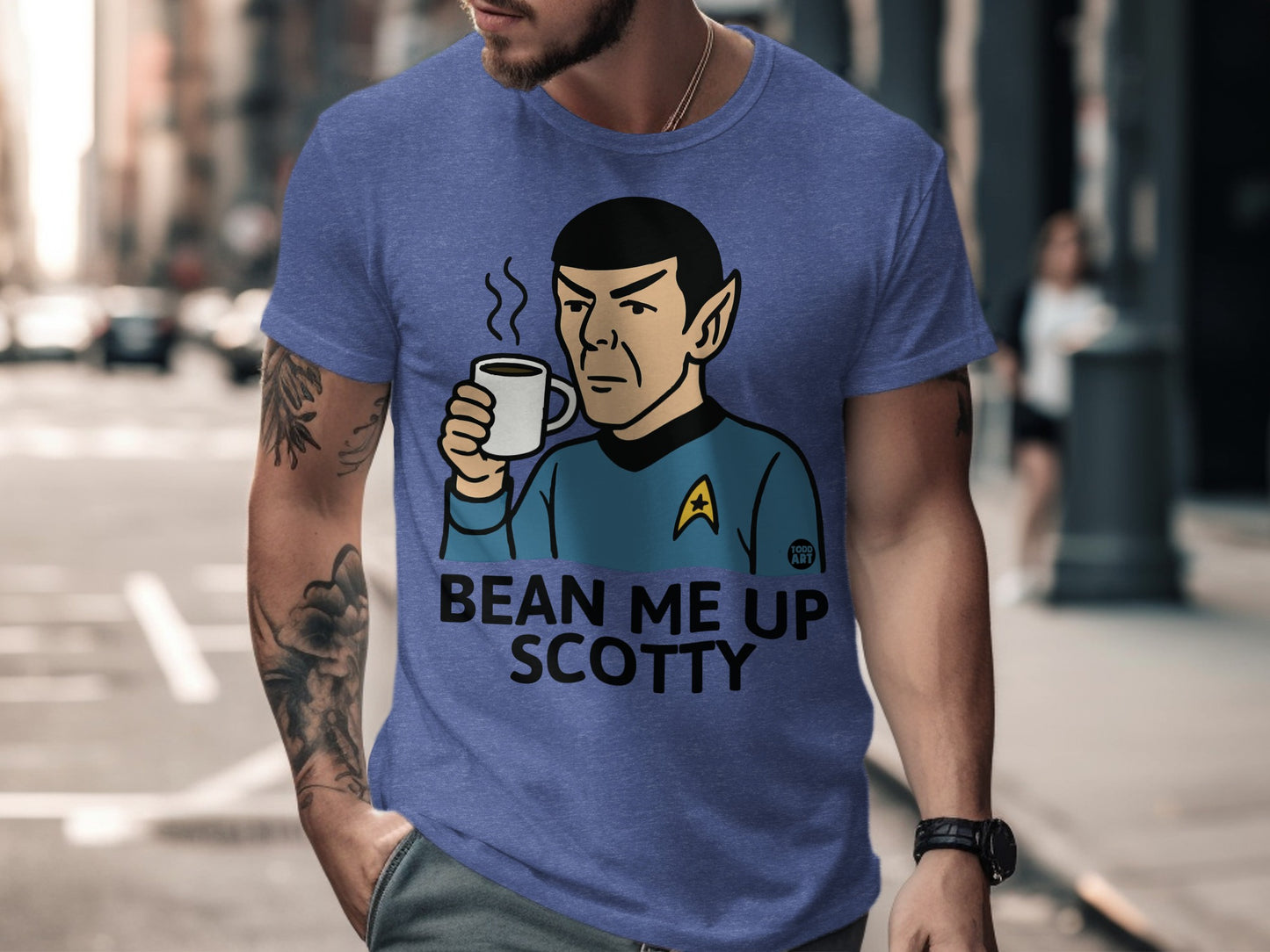 Bean Me Up Scotty Graphic T-Shirt for Coffee Lovers