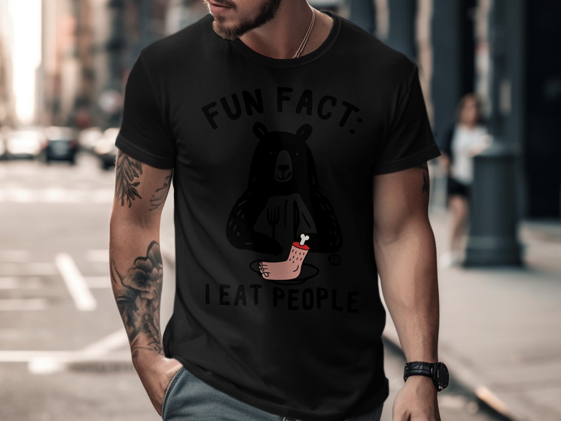 Fun Fact I Eat People Bear Graphic T-Shirt