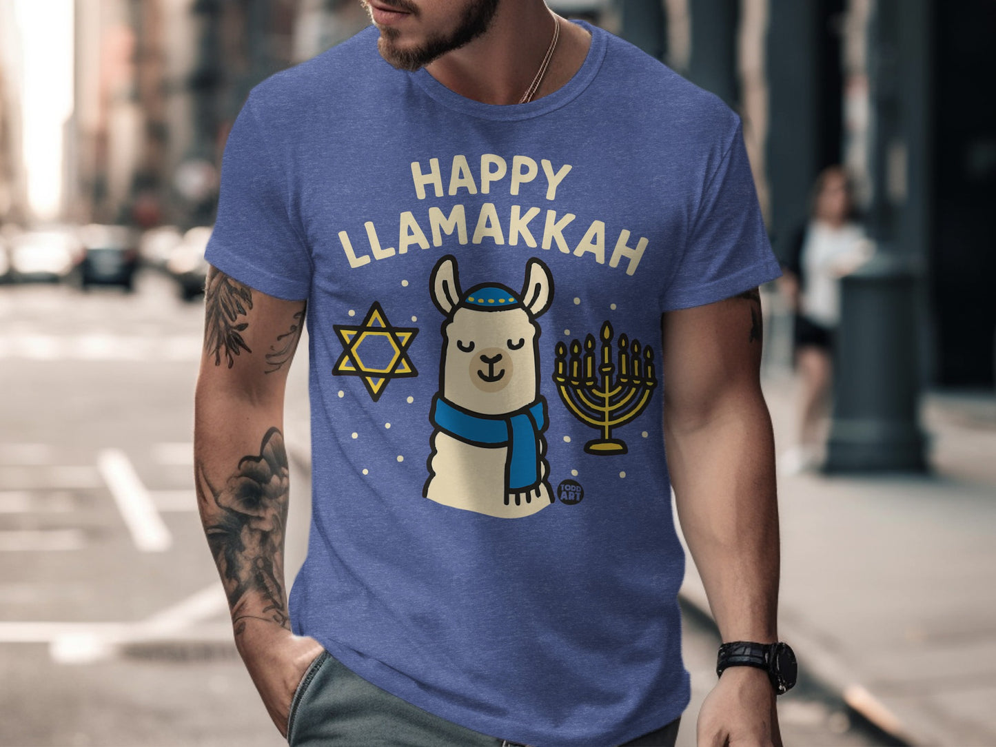 Happy Llamakkah Blue T-Shirt Holiday Gift
