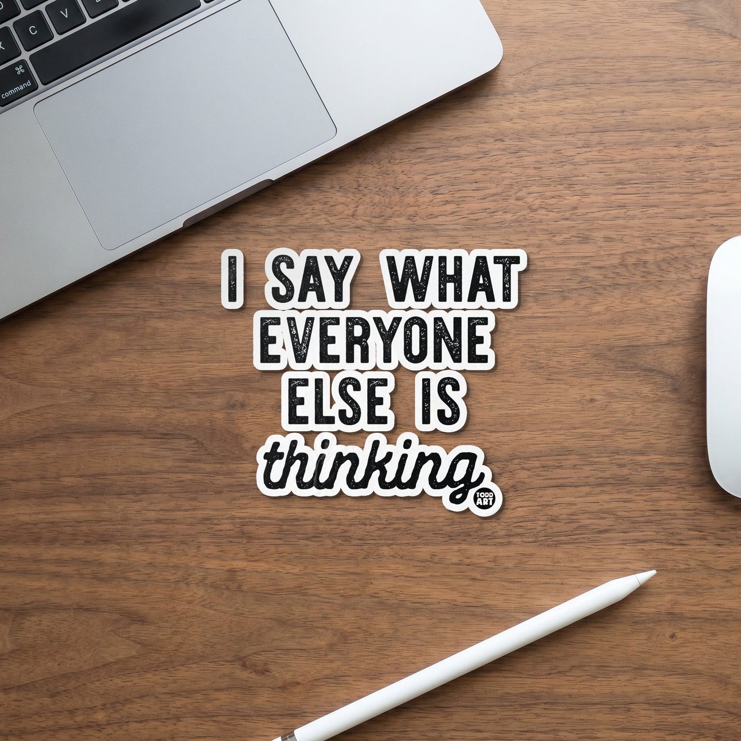 I SAY WHAT EVERYONE ELSE IS thinking TODD ART sticker
