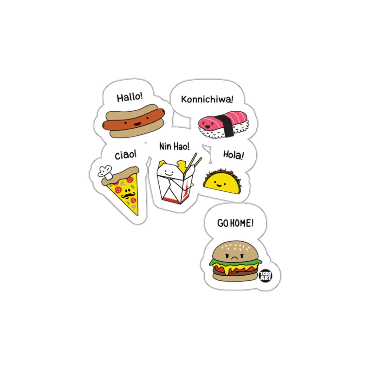 Cute Multilingual Food sticker for Decorating Fun