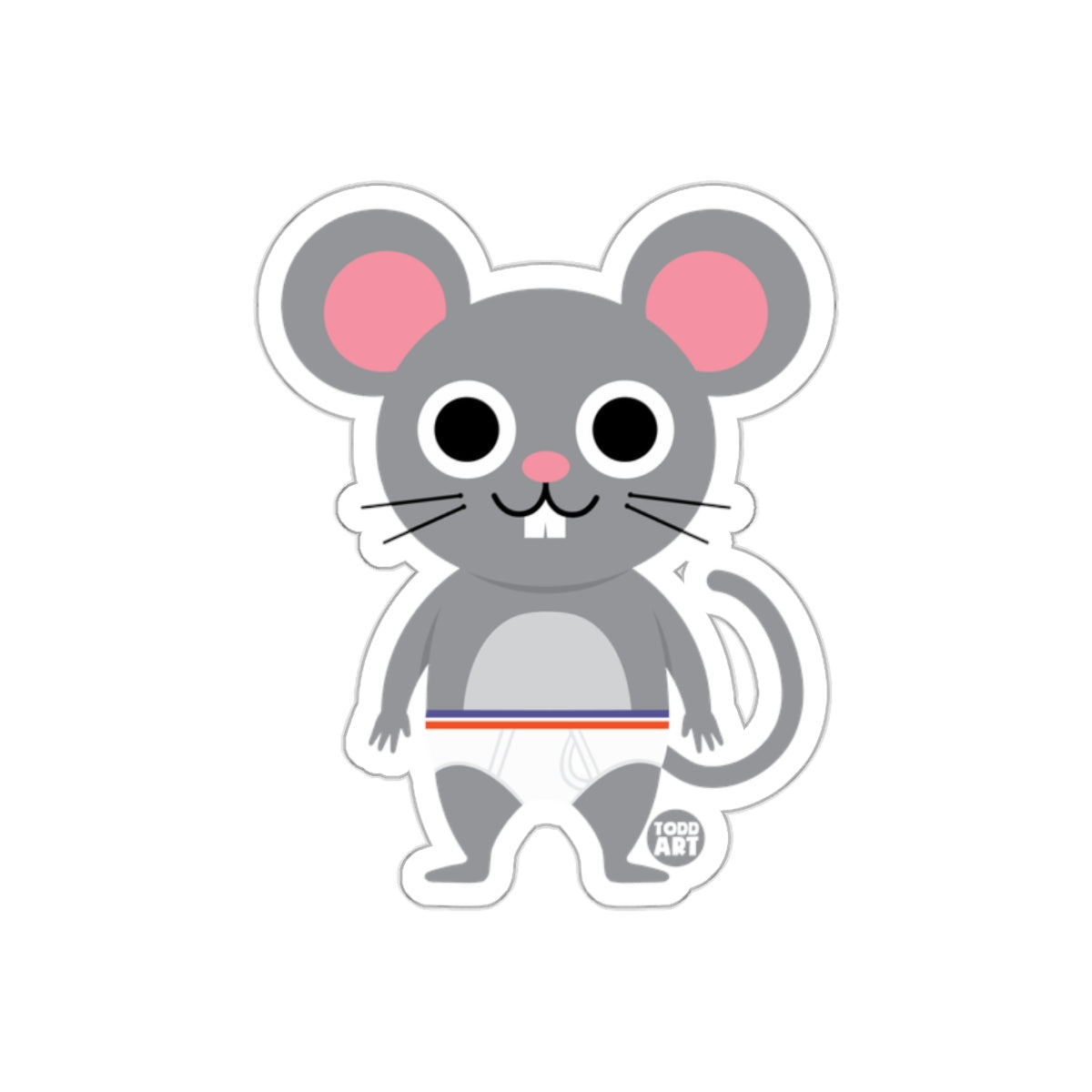 Cute Cartoon Mouse in Underpants Sticker Illustration