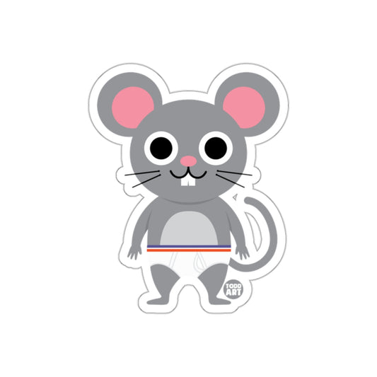 Cute Cartoon Mouse in Underpants Sticker Illustration