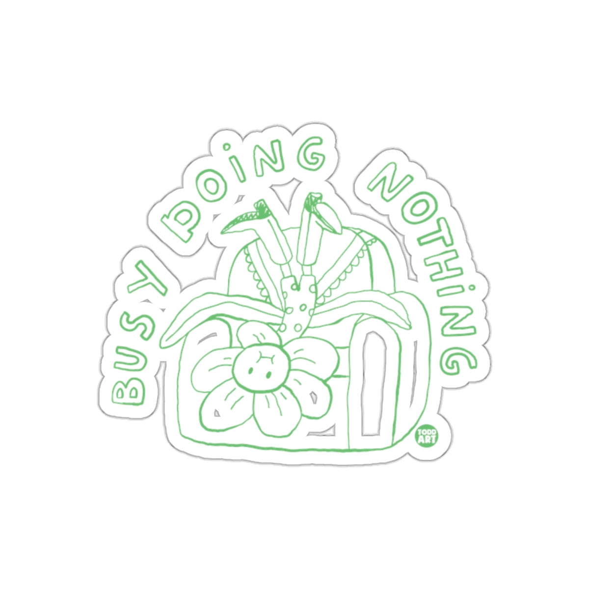 Bust Doing Nothing Green Floral Couch Cartoon sticker