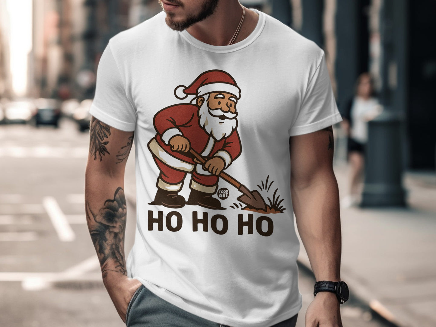 Funny Santa Claus Digging Hole Christmas T-shirt