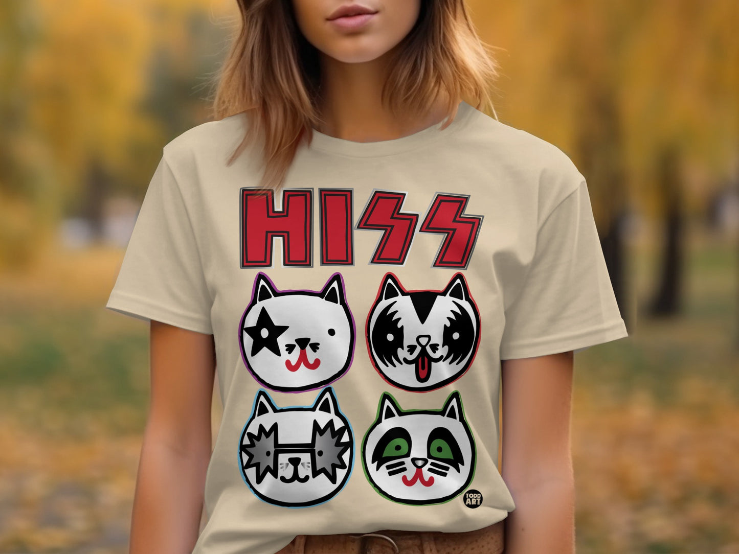 HISS Cat Faces Graphic Women's T-Shirt Tee