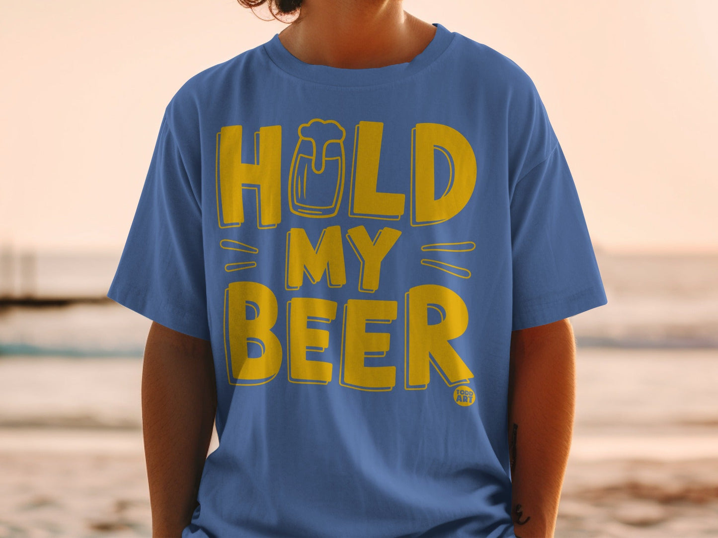 Hold My Beer Graphic Teal Blue Printed T-Shirt