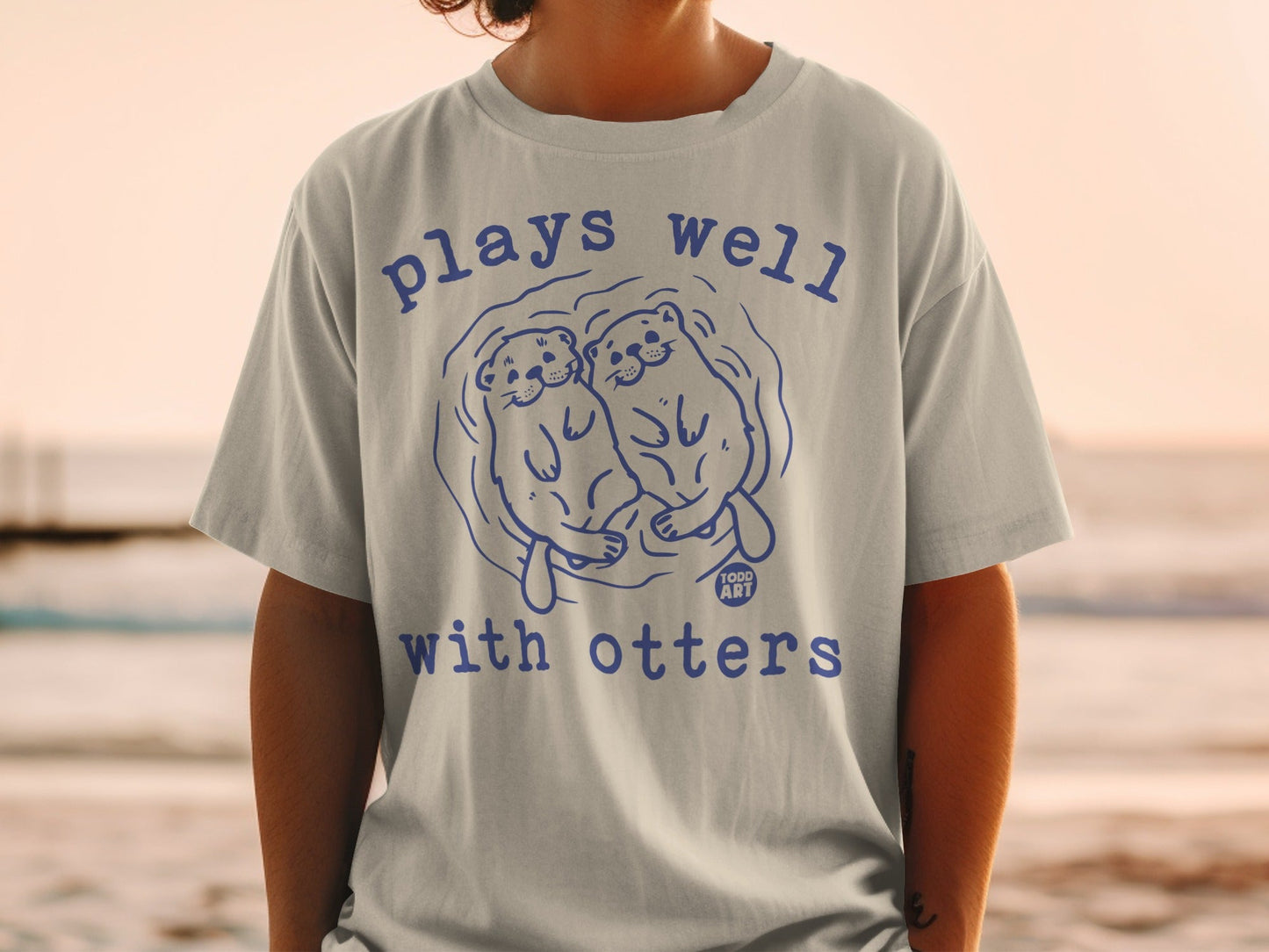 Plays Well with Otters Graphic Tee Shirt Design