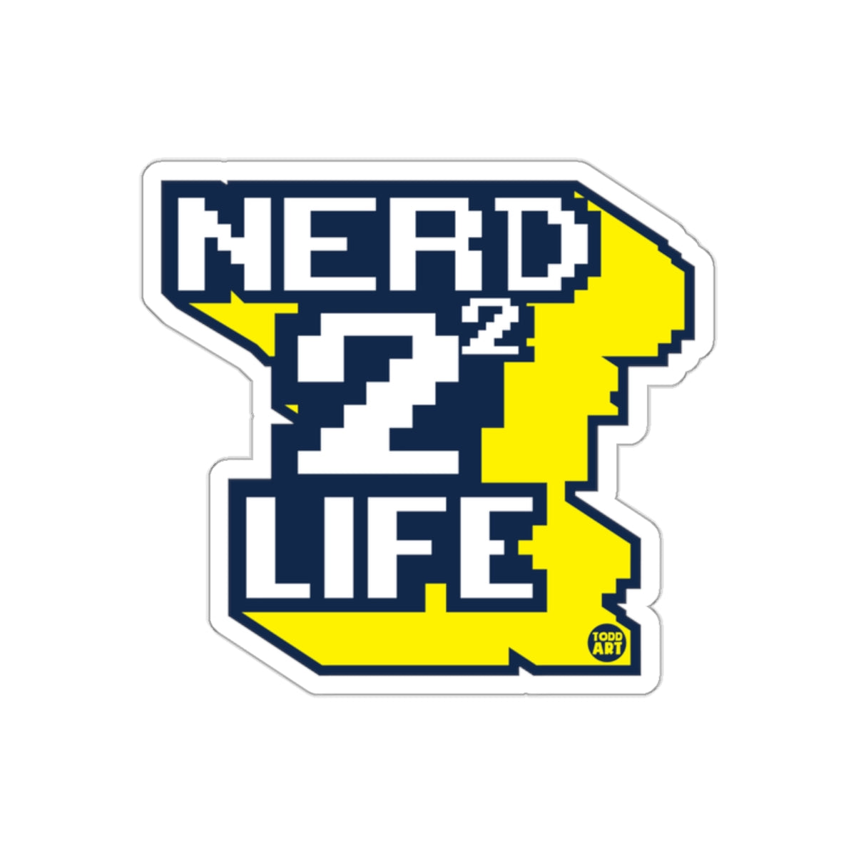 Nerd Squared Life Blue White and Yellow Graphic sticker