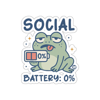 Social Battery 0% Funny Frog Sticker Design