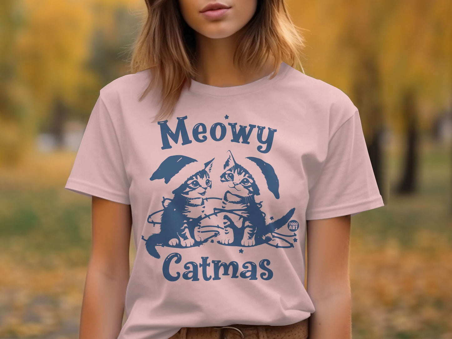 Meowy Catmas Festive Cats Graphic Tee Shirt