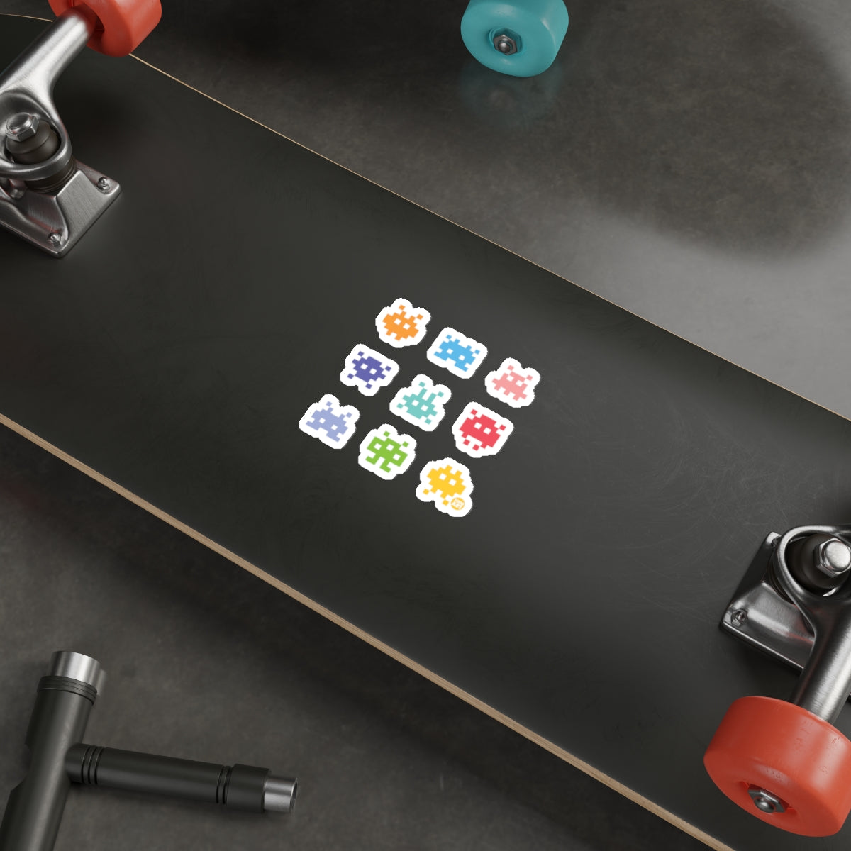 Cute Colorful Pixel Art Characters Skateboard Deck
