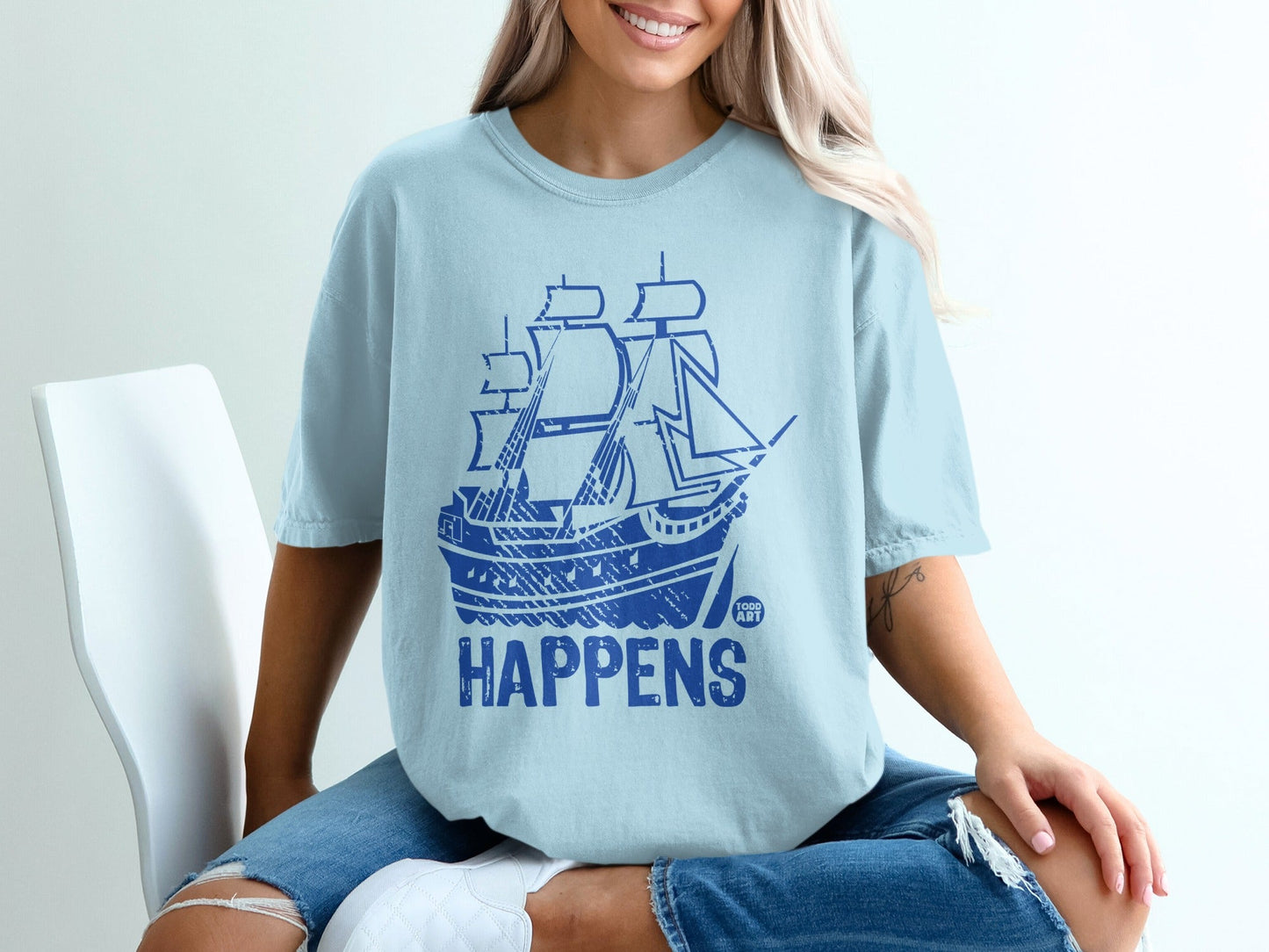 Nautical 'Ship Happens' Graphic Tee for Casual Wear