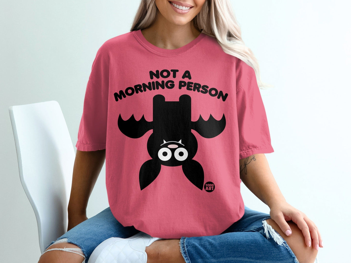 Not A Morning Person Funny Bat Graphic Tee Shirt
