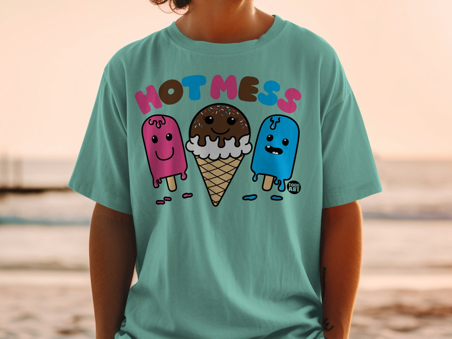 Hot Mess Ice Cream and Popsicle Characters Shirt