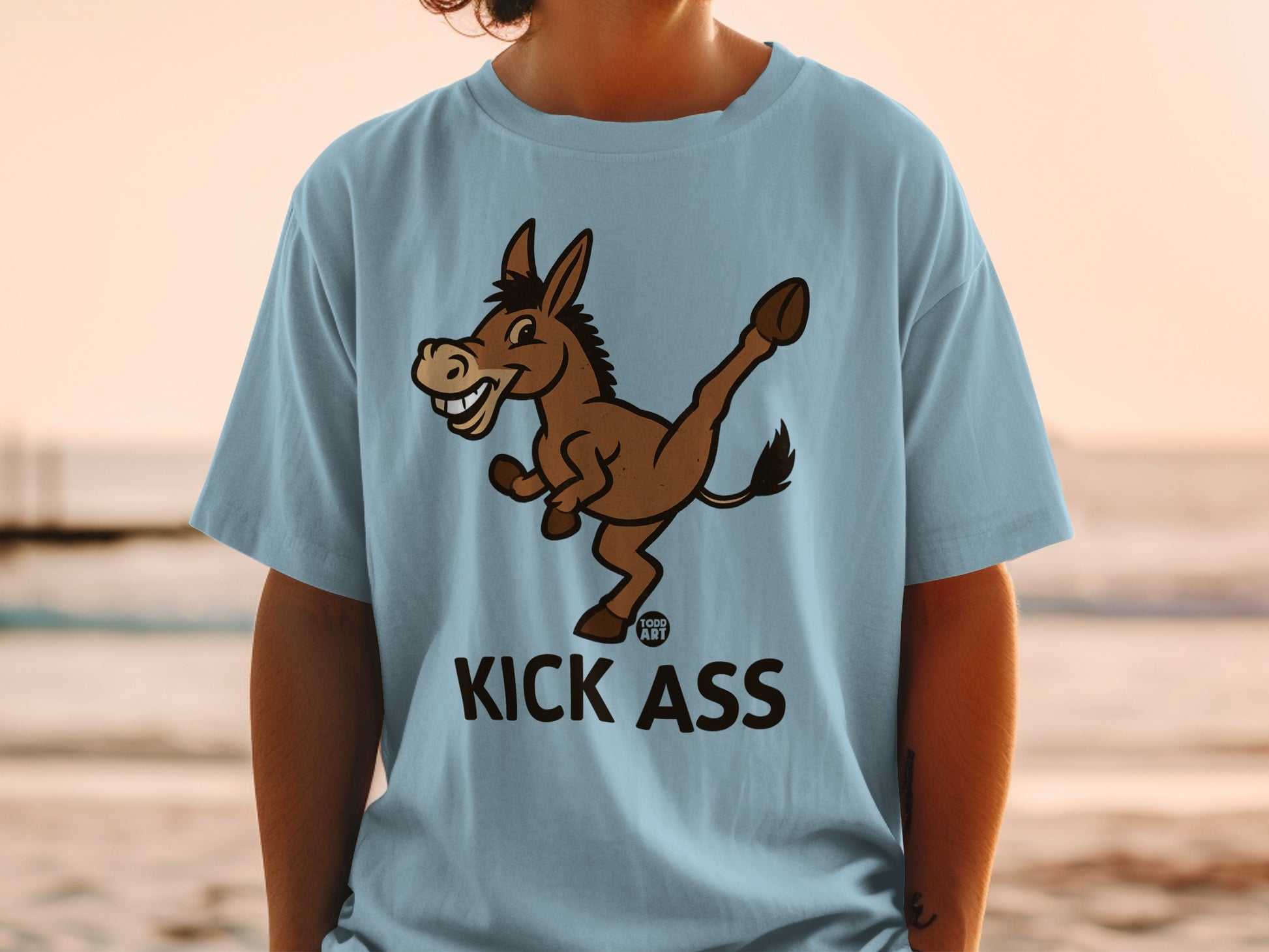 Kick Ass Fun Donkey Graphic Tee Shirt for Casual Wear