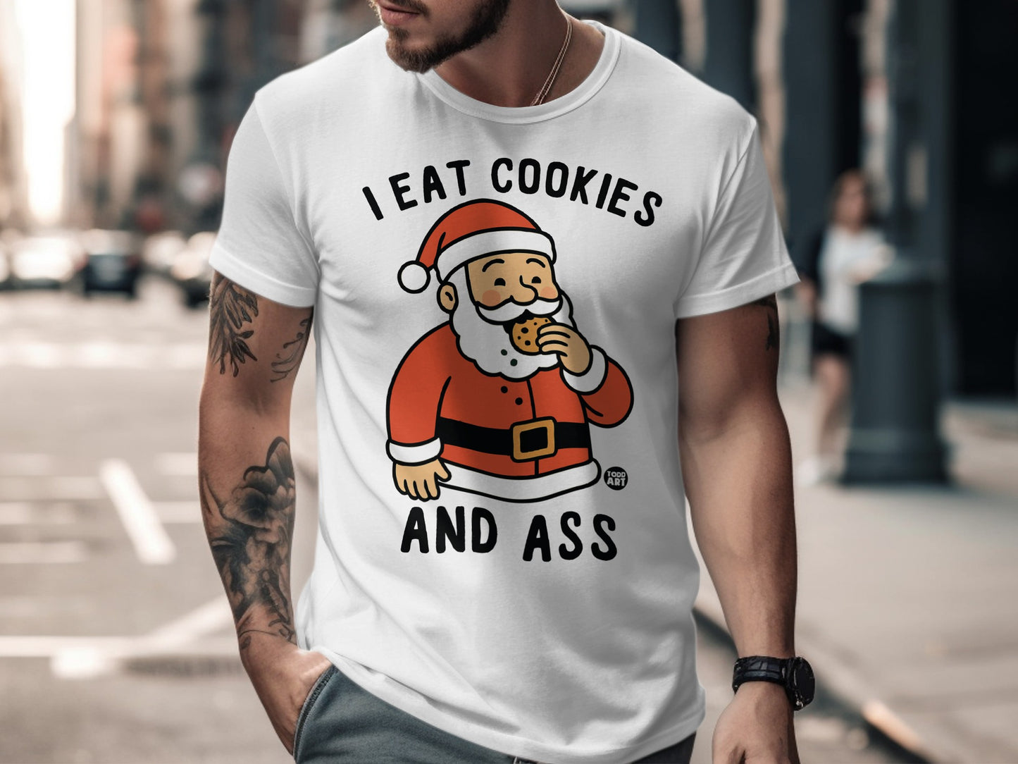 I Eat Cookies And Ass Santa Claus Graphic Shirt