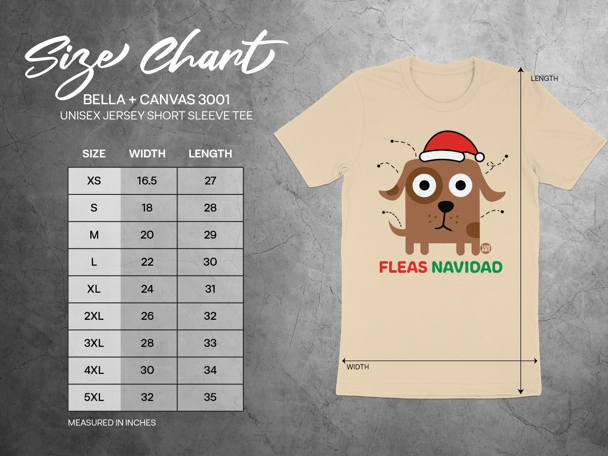 Cute Dog with Santa Hat Fleas Navidad Tee product