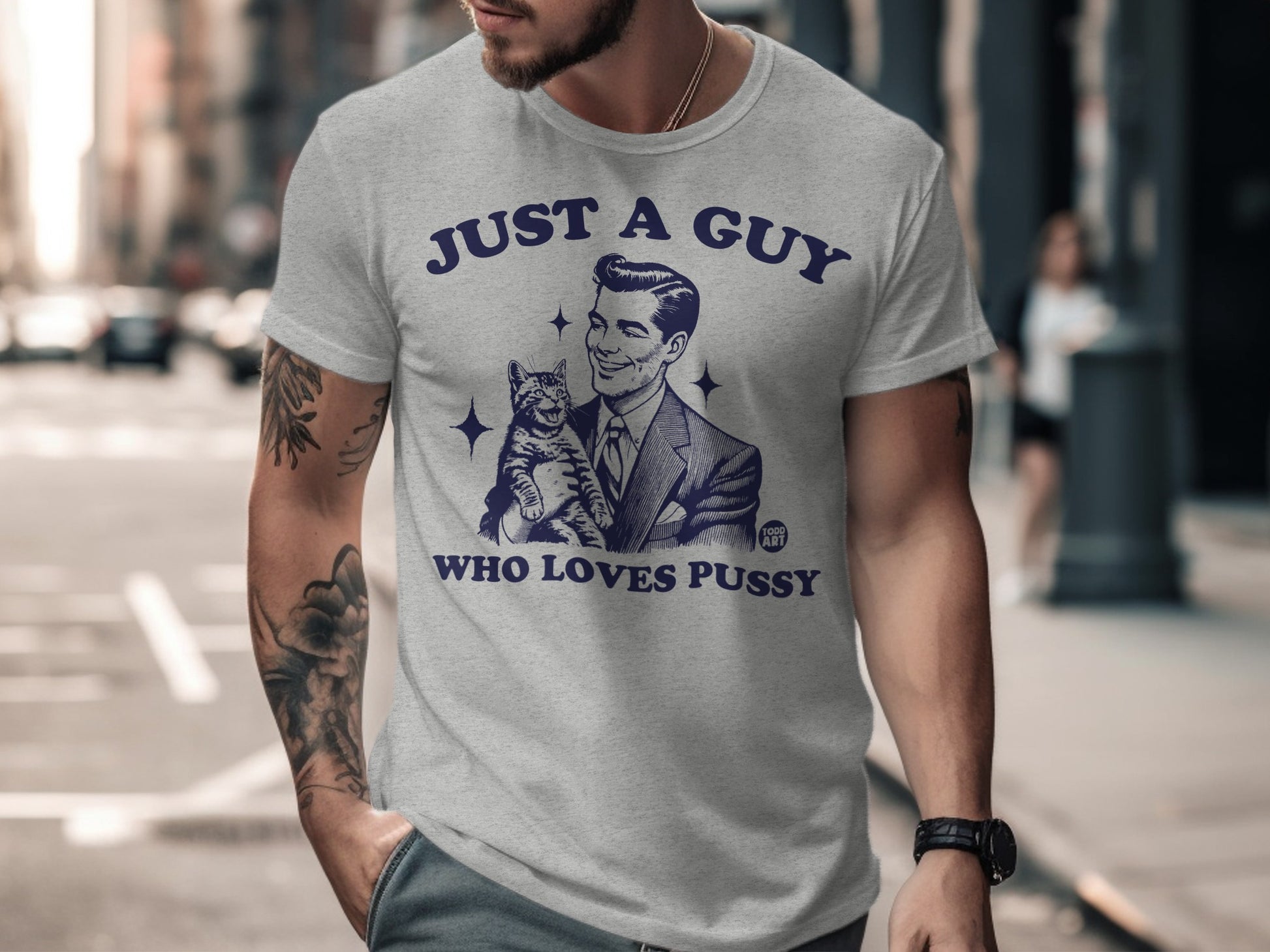 Just a Guy Who Loves Pussy Cat T-Shirt for Men Women Kids