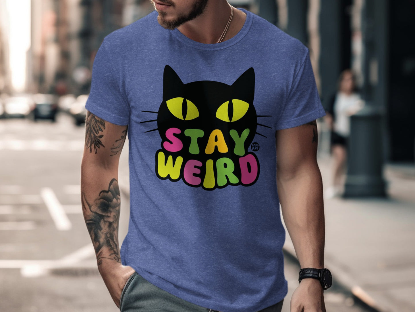 Stay Weird Cat Face Graphic Design T-shirt product type