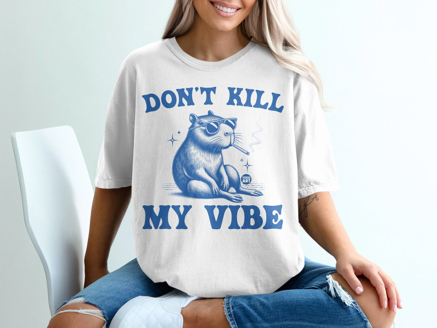Don't Kill My Vibe Smoking Rodent Graphic T-Shirt