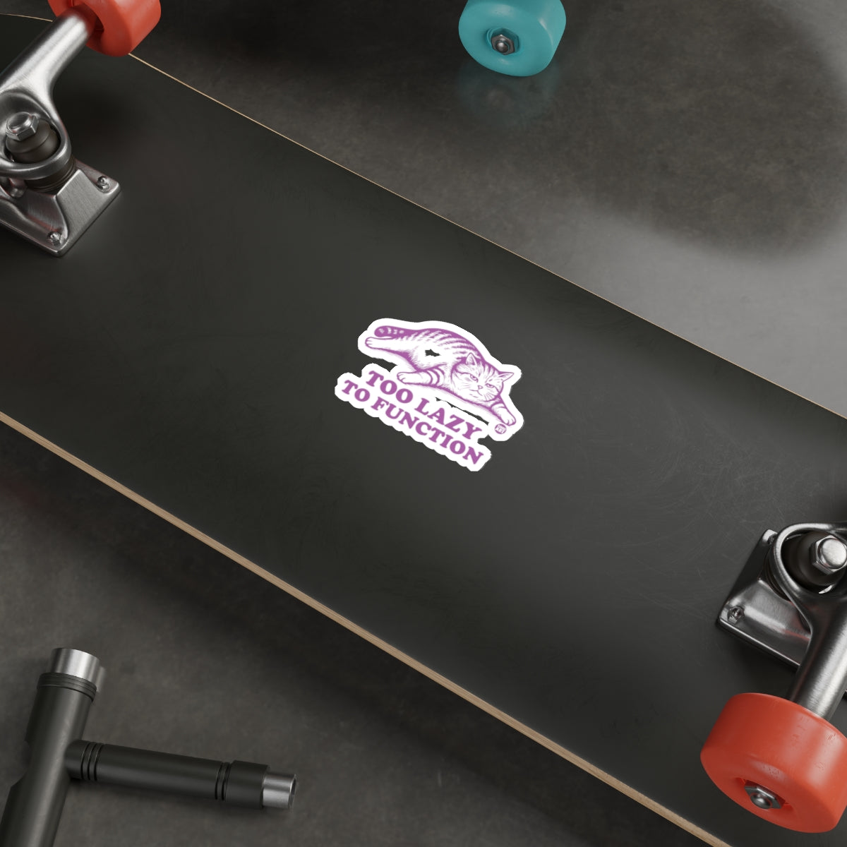 Purple Lazy Cat Too Lazy To Function Sticker 