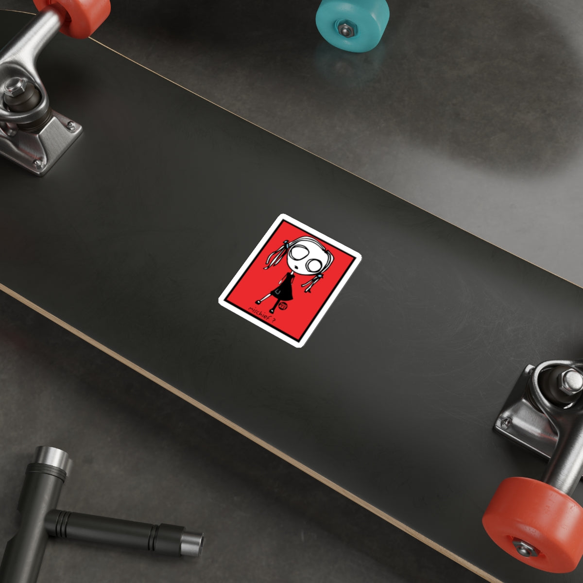 Adorable Red Character Sticker for Skateboard Accessories
