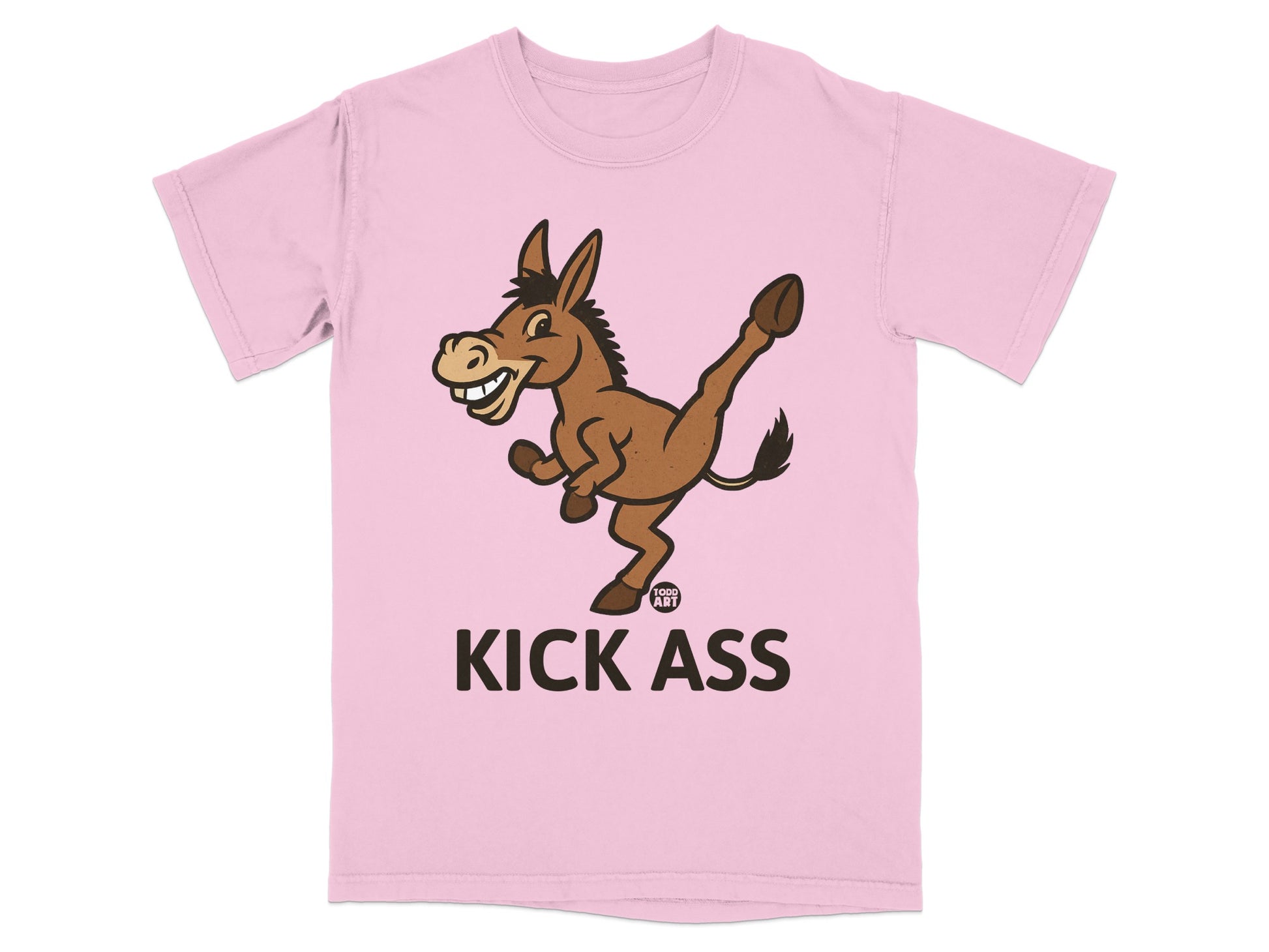 Kick Ass Cartoon Donkey Graphic T-Shirt