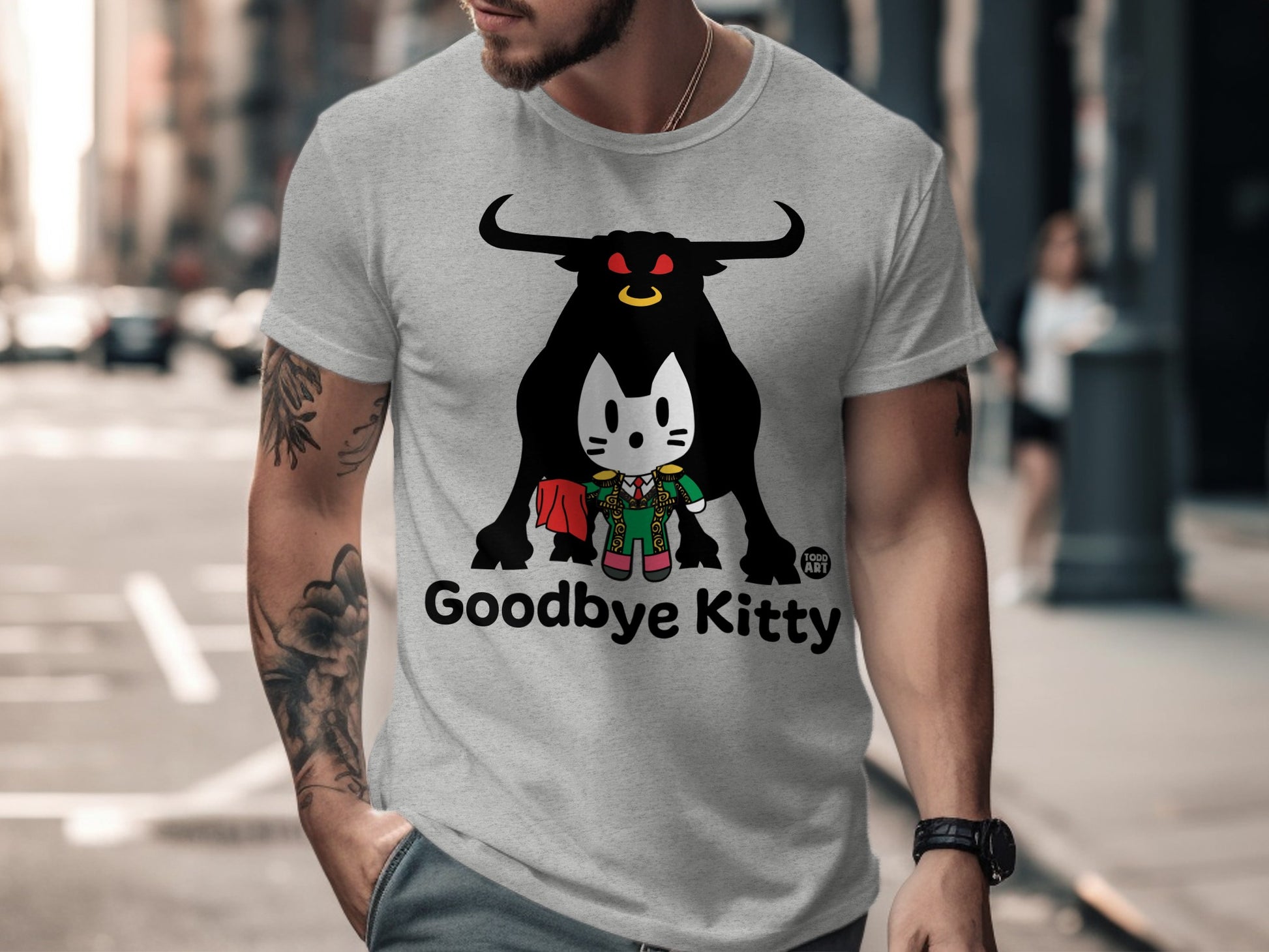 Goodbye Kitty Funny Graphic Tee Casual Tshirt