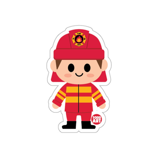 Cute Fire Dept Todd Art Firefighter Character Sticker