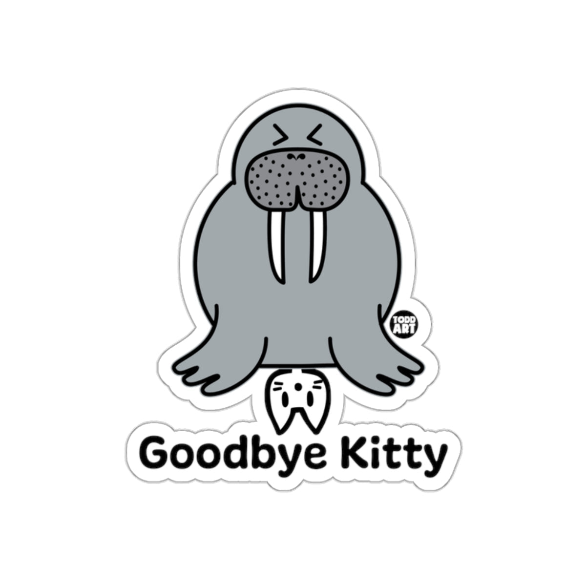 Goodbye Kitty Walrus Cartoon Design Sticker