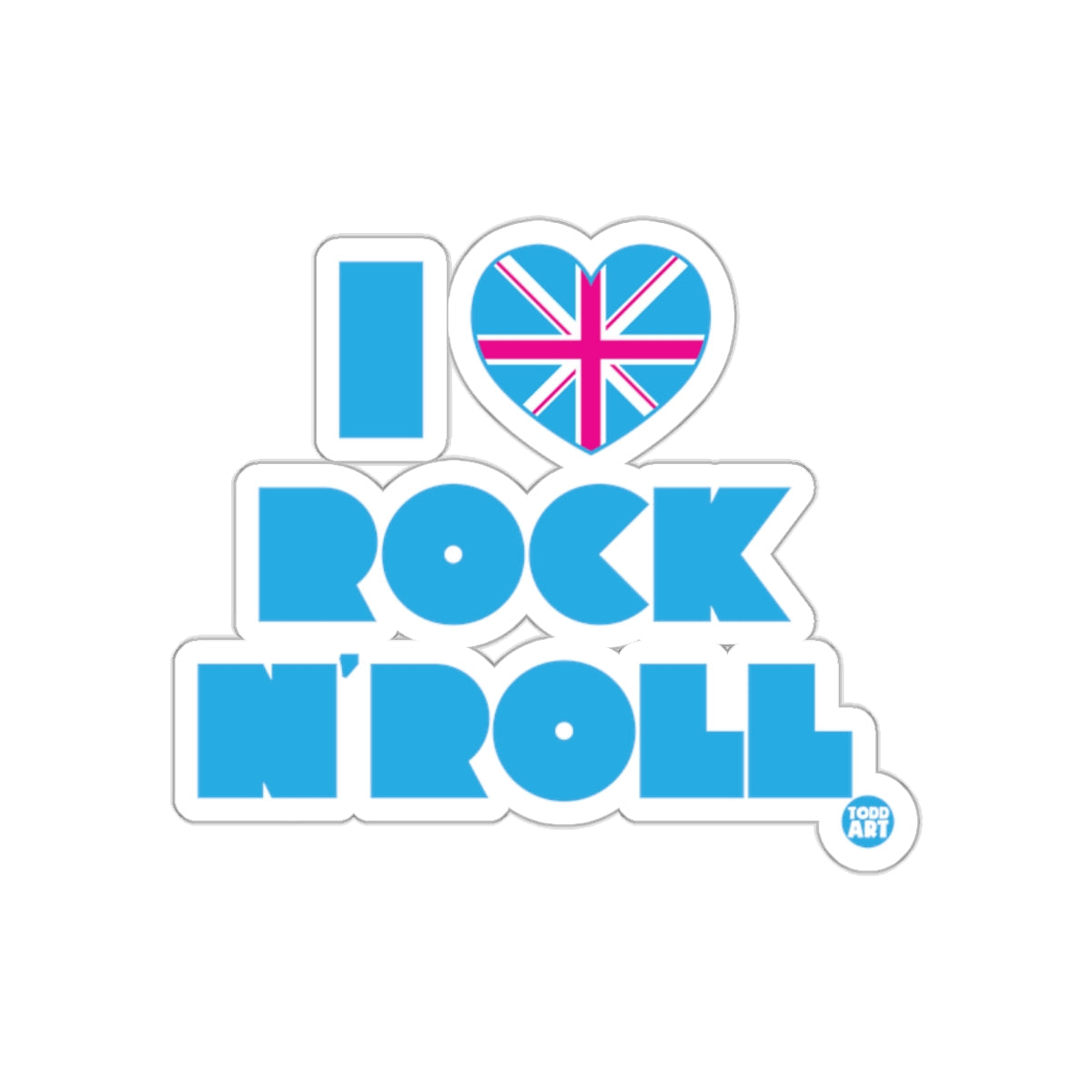 I Love Rock N' Roll with Union Jack Heart Sticker
