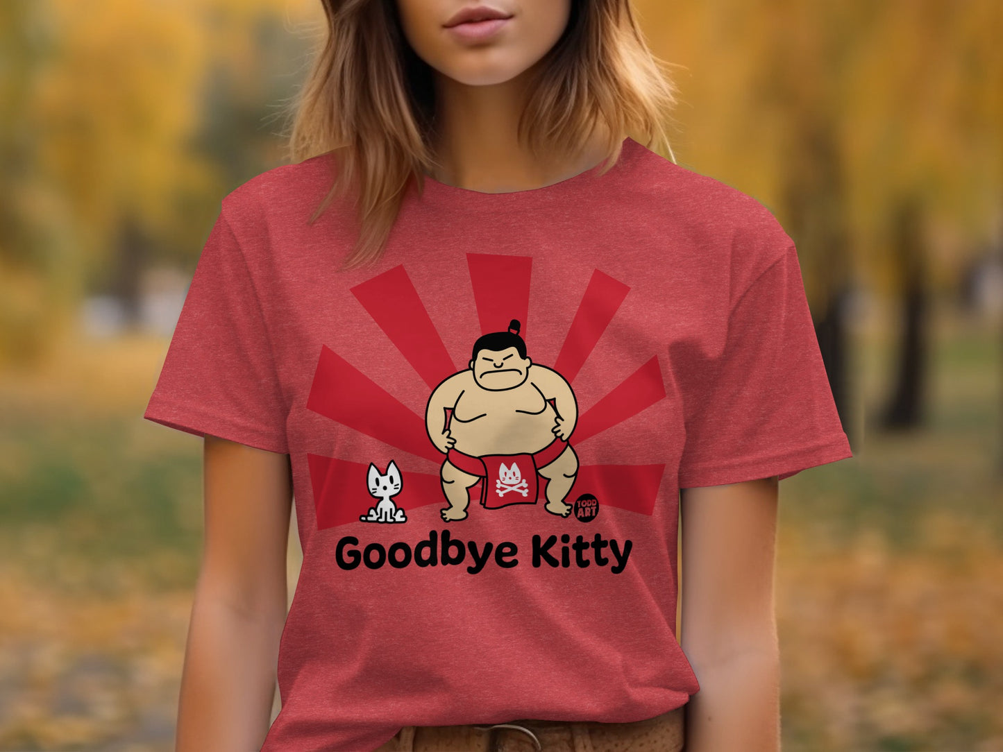 Goodbye Kitty Sumo Illustration T-Shirt