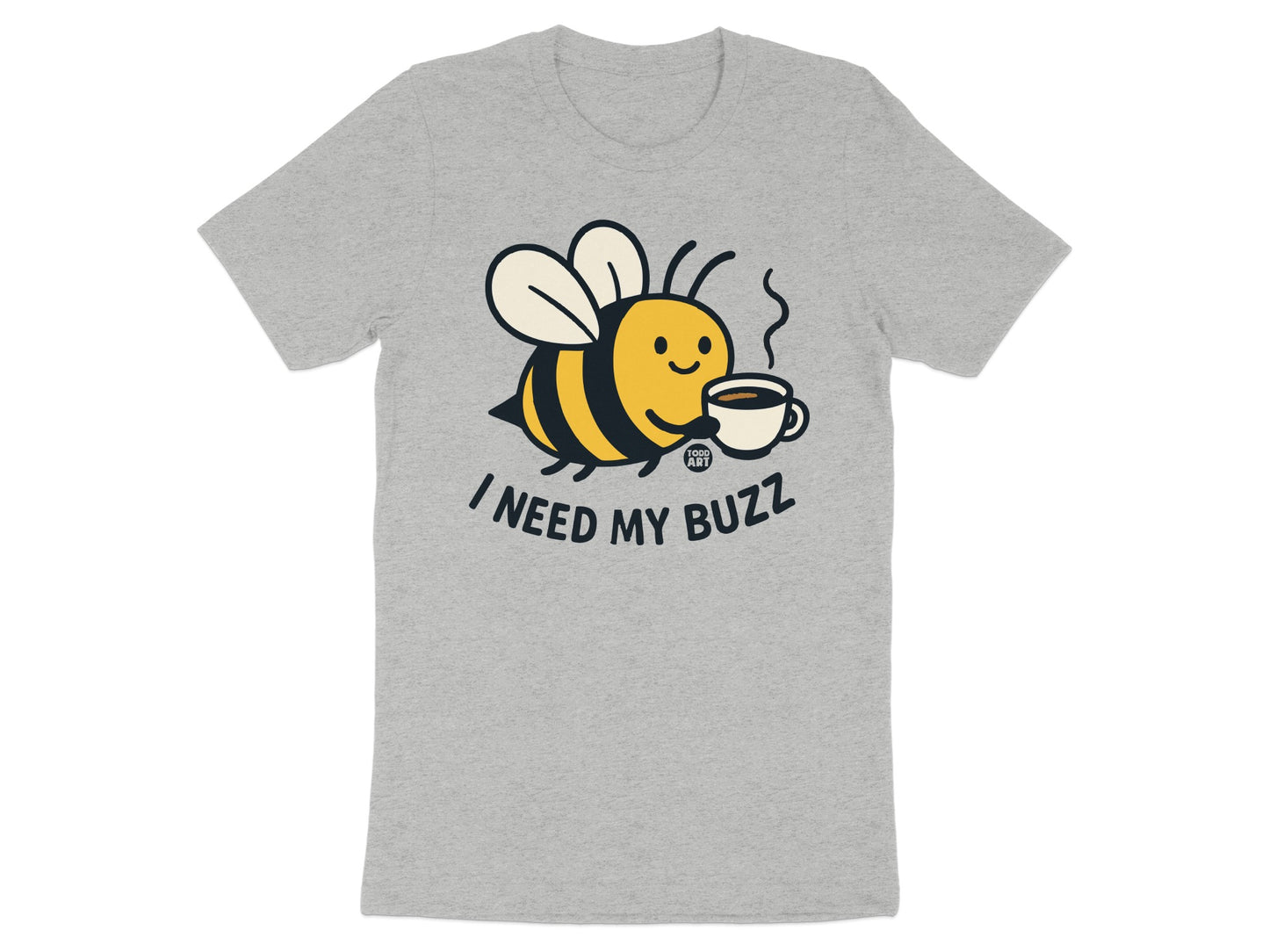 I Need My Buzz Cute Coffee Drinking Bee T-Shirt