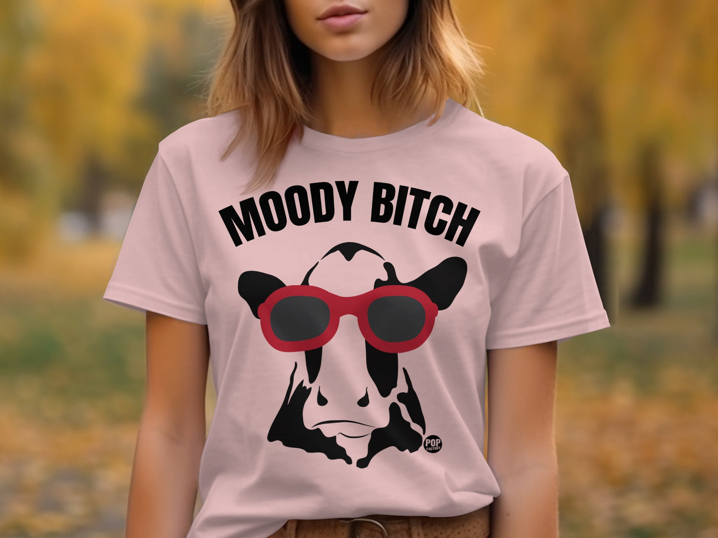 Moody Bitch Cow with Sunglasses Graphic Tee