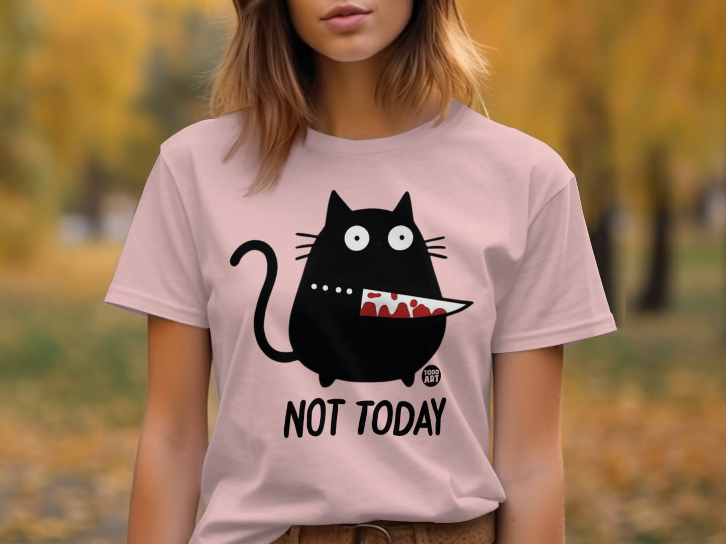Not Today Cat Graphic Tee Shirt Todd Art Design