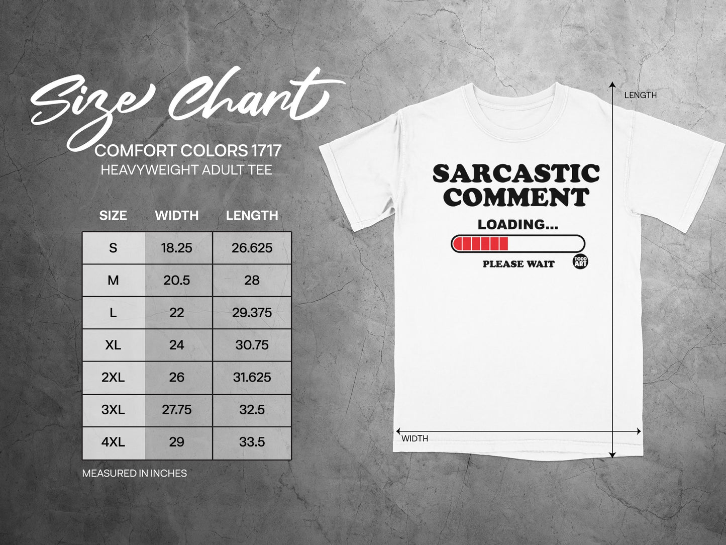 Sarcastic Comment Loading Size Chart Please Wait product type
